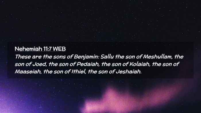 Picture 02 - Nehemiah 11:7 WEB Desktop Wallpaper - These are the sons of Benjamin: Sallu the son of - Desktop Bible Verse Wallpaper