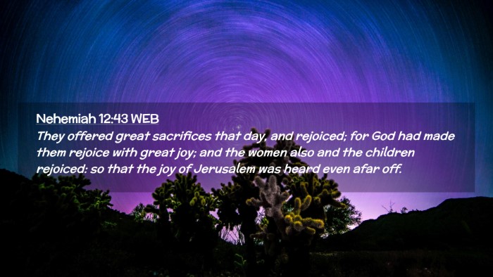 Picture 02 - Nehemiah 12:43 WEB Desktop Wallpaper - They offered great sacrifices that day, and - Desktop Bible Verse Wallpaper