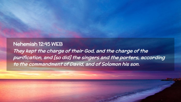 Picture 02 - Nehemiah 12:45 WEB Desktop Wallpaper - They kept the charge of their God, and the charge - Desktop Bible Verse Wallpaper