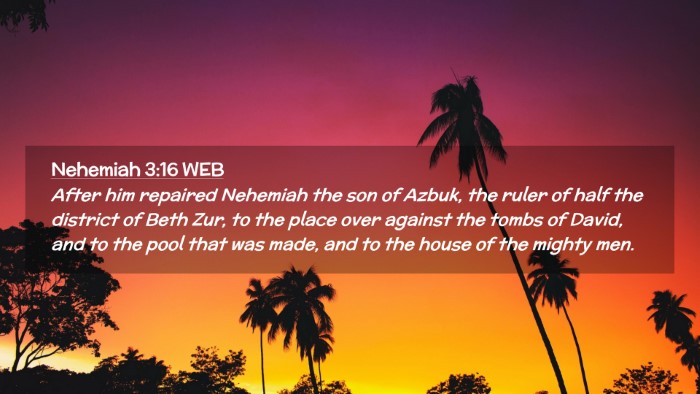 Picture 02 - Nehemiah 3:16 WEB Desktop Wallpaper - After him repaired Nehemiah the son of Azbuk, the - Desktop Bible Verse Wallpaper