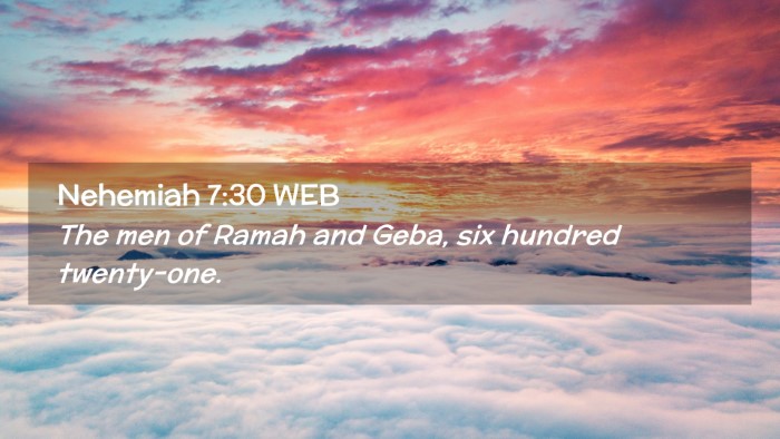 Picture 02 - Nehemiah 7:30 WEB Desktop Wallpaper - The men of Ramah and Geba, six hundred - Desktop Bible Verse Wallpaper