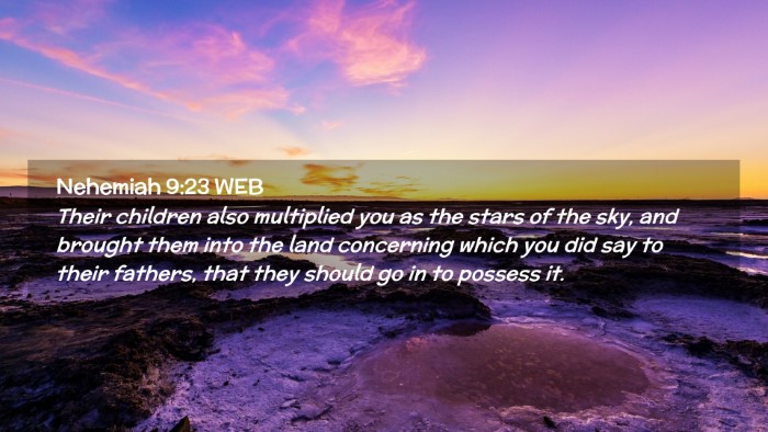 Picture 02 - Nehemiah 9:23 WEB Desktop Wallpaper - Their children also multiplied you as the stars - Desktop Bible Verse Wallpaper