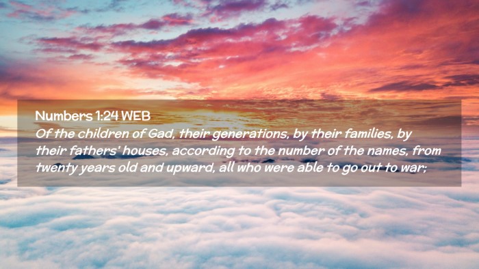 Picture 02 - Numbers 1:24 WEB Desktop Wallpaper - Of the children of Gad, their generations, by - Desktop Bible Verse Wallpaper