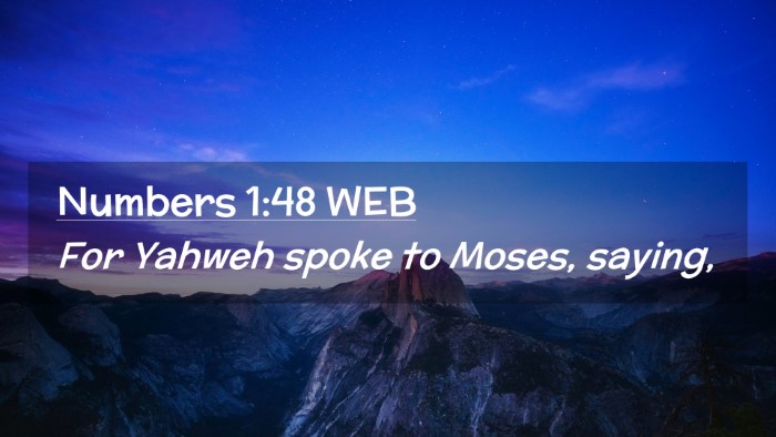 Picture 02 - Numbers 1:48 WEB Desktop Wallpaper - For Yahweh spoke to Moses, - Desktop Bible Verse Wallpaper