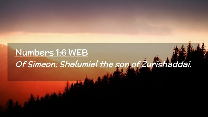 Picture 02 - Numbers 1:6 WEB Desktop Wallpaper - Of Simeon: Shelumiel the son of - Desktop Bible Verse Wallpaper