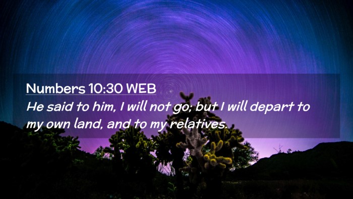 Picture 02 - Numbers 10:30 WEB Desktop Wallpaper - He said to him, I will not go; but I will depart - Desktop Bible Verse Wallpaper