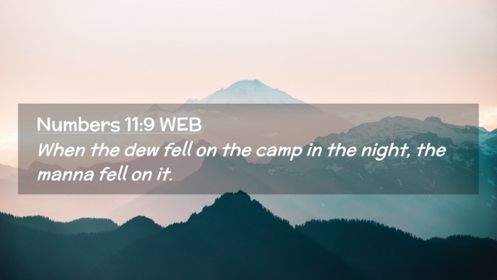 Picture 02 - Numbers 11:9 WEB Desktop Wallpaper - When the dew fell on the camp in the night, the - Desktop Bible Verse Wallpaper