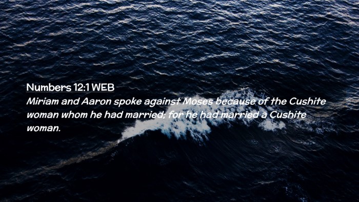 Picture 02 - Numbers 12:1 WEB Desktop Wallpaper - Miriam and Aaron spoke against Moses because of - Desktop Bible Verse Wallpaper