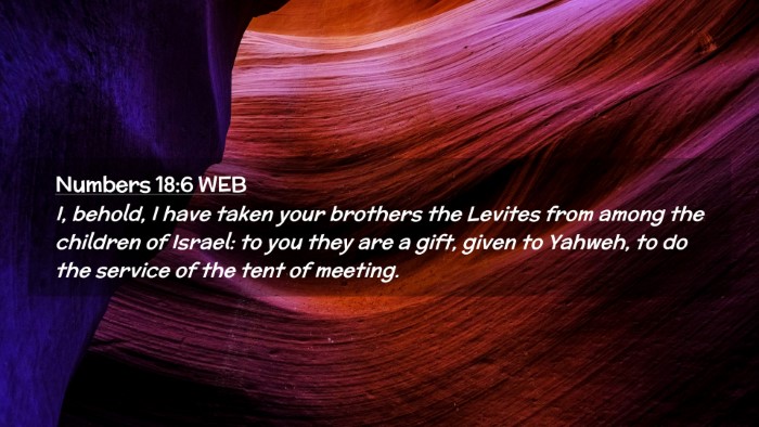 Picture 02 - Numbers 18:6 WEB Desktop Wallpaper - I, behold, I have taken your brothers the Levites - Desktop Bible Verse Wallpaper
