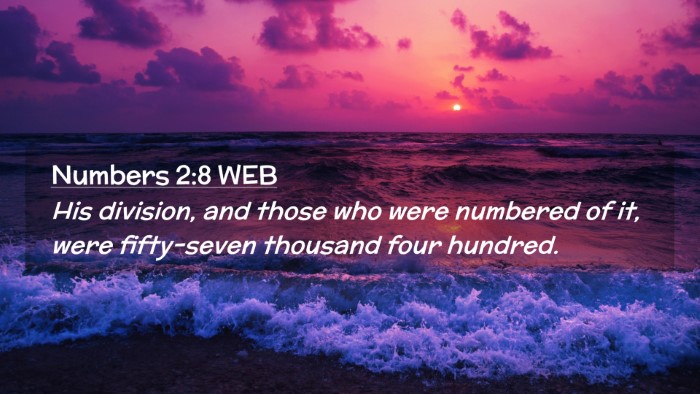 Picture 02 - Numbers 2:8 WEB Desktop Wallpaper - His division, and those who were numbered of it, - Desktop Bible Verse Wallpaper