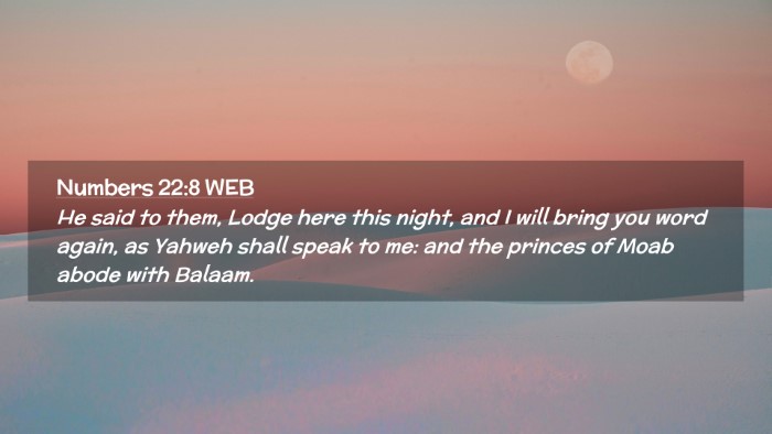 Picture 02 - Numbers 22:8 WEB Desktop Wallpaper - He said to them, Lodge here this night, and I - Desktop Bible Verse Wallpaper