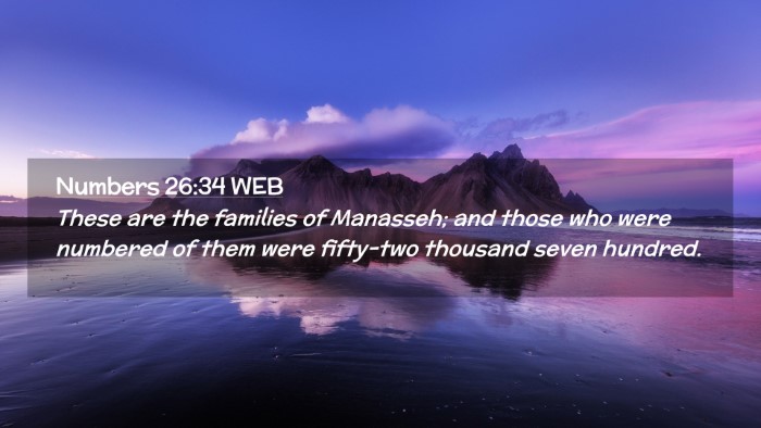 Picture 02 - Numbers 26:34 WEB Desktop Wallpaper - These are the families of Manasseh; and those who - Desktop Bible Verse Wallpaper