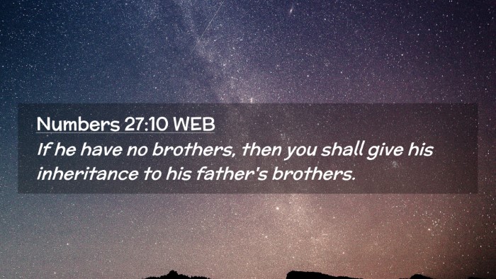 Picture 02 - Numbers 27:10 WEB Desktop Wallpaper - If he have no brothers, then you shall give his - Desktop Bible Verse Wallpaper