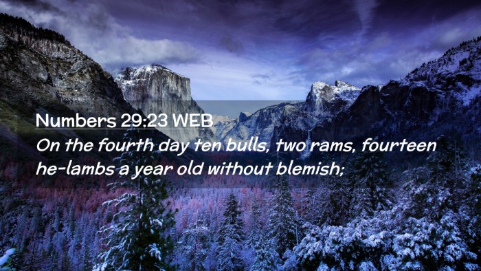 Picture 02 - Numbers 29:23 WEB Desktop Wallpaper - On the fourth day ten bulls, two rams, fourteen - Desktop Bible Verse Wallpaper