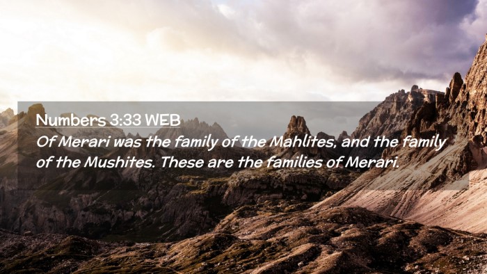 Picture 02 - Numbers 3:33 WEB Desktop Wallpaper - Of Merari was the family of the Mahlites, and the - Desktop Bible Verse Wallpaper
