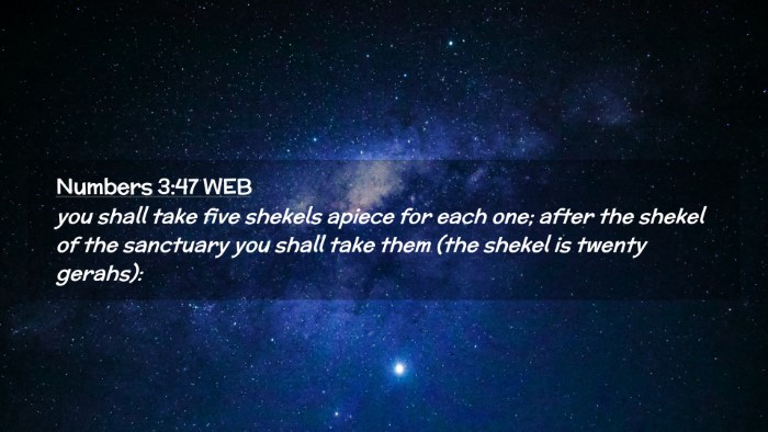 Picture 02 - Numbers 3:47 WEB Desktop Wallpaper - you shall take five shekels apiece for each one; - Desktop Bible Verse Wallpaper