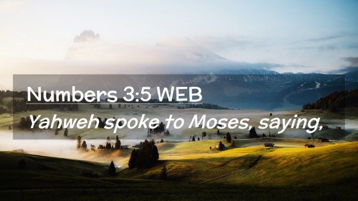Picture 02 - Numbers 3:5 WEB Desktop Wallpaper - Yahweh spoke to Moses, - Desktop Bible Verse Wallpaper