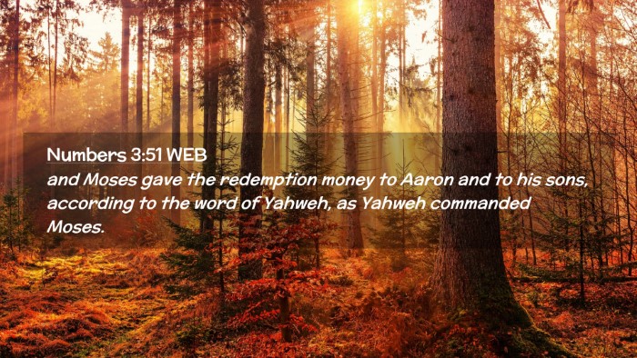 Picture 02 - Numbers 3:51 WEB Desktop Wallpaper - and Moses gave the redemption money to Aaron and - Desktop Bible Verse Wallpaper