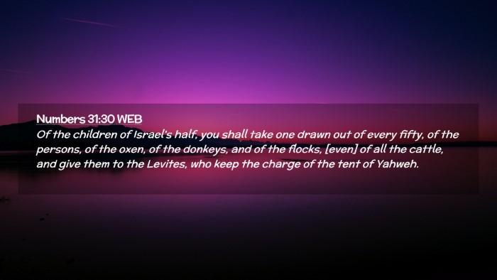 Picture 02 - Numbers 31:30 WEB Desktop Wallpaper - Of the children of Israel's half, you shall take - Desktop Bible Verse Wallpaper