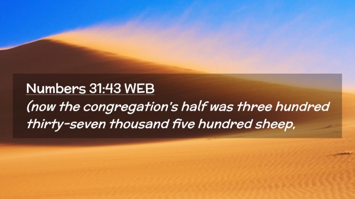 Picture 02 - Numbers 31:43 WEB Desktop Wallpaper - (now the congregation's half was three hundred - Desktop Bible Verse Wallpaper