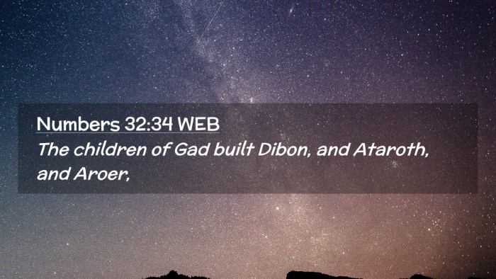 Picture 02 - Numbers 32:34 WEB Desktop Wallpaper - The children of Gad built Dibon, and Ataroth, and - Desktop Bible Verse Wallpaper
