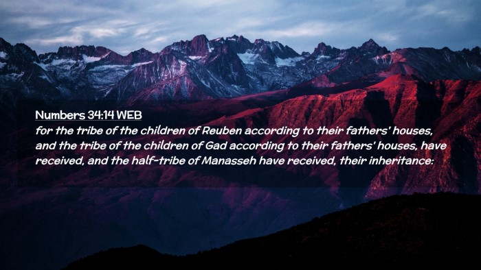 Picture 02 - Numbers 34:14 WEB Desktop Wallpaper - for the tribe of the children of Reuben according - Desktop Bible Verse Wallpaper
