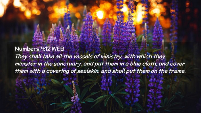 Picture 02 - Numbers 4:12 WEB Desktop Wallpaper - They shall take all the vessels of ministry, with - Desktop Bible Verse Wallpaper