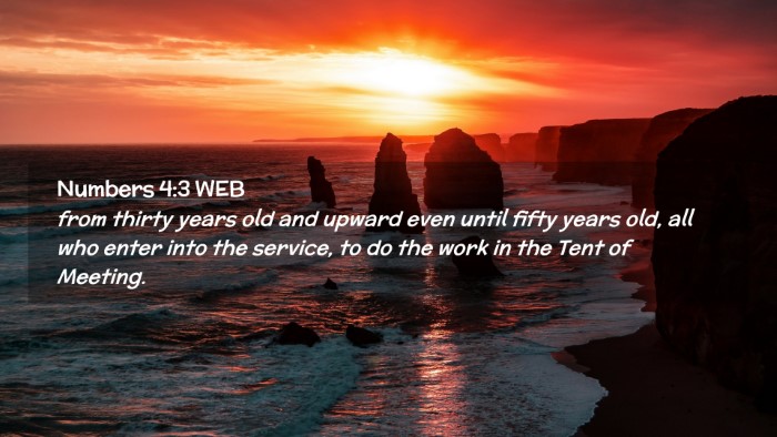 Picture 02 - Numbers 4:3 WEB Desktop Wallpaper - from thirty years old and upward even until fifty - Desktop Bible Verse Wallpaper