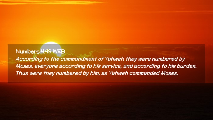 Picture 02 - Numbers 4:49 WEB Desktop Wallpaper - According to the commandment of Yahweh they were - Desktop Bible Verse Wallpaper