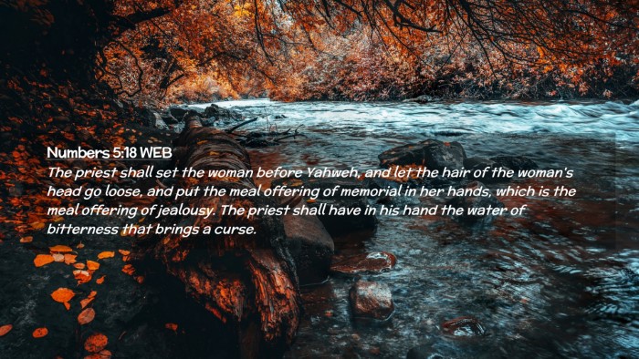 Picture 02 - Numbers 5:18 WEB Desktop Wallpaper - The priest shall set the woman before Yahweh, and - Desktop Bible Verse Wallpaper