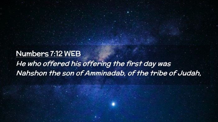 Picture 02 - Numbers 7:12 WEB Desktop Wallpaper - He who offered his offering the first day was - Desktop Bible Verse Wallpaper