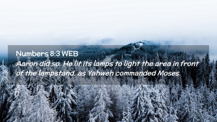 Picture 02 - Numbers 8:3 WEB Desktop Wallpaper - Aaron did so. He lit its lamps to light the area - Desktop Bible Verse Wallpaper