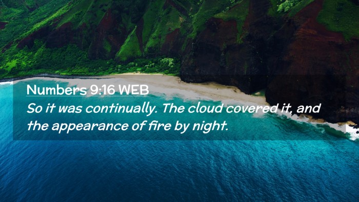 Picture 02 - Numbers 9:16 WEB Desktop Wallpaper - So it was continually. The cloud covered it, and - Desktop Bible Verse Wallpaper