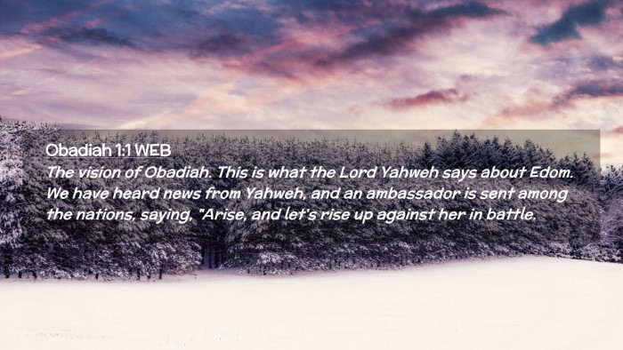 Picture 02 - Obadiah 1:1 WEB Desktop Wallpaper - The vision of Obadiah. This is what the Lord - Desktop Bible Verse Wallpaper