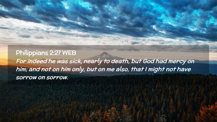 Picture 02 - Philippians 2:27 WEB Desktop Wallpaper - For indeed he was sick, nearly to death, but God - Desktop Bible Verse Wallpaper