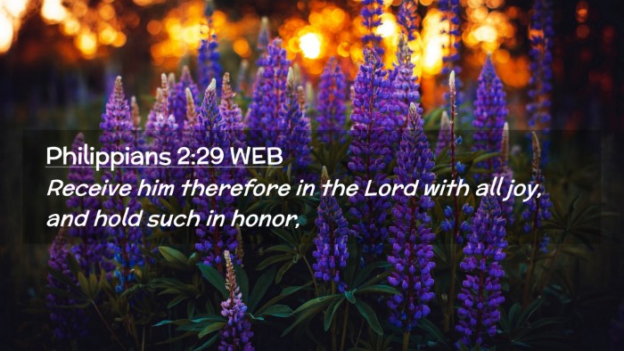 Picture 02 - Philippians 2:29 WEB Desktop Wallpaper - Receive him therefore in the Lord with all joy, - Desktop Bible Verse Wallpaper
