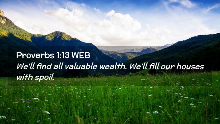 Picture 02 - Proverbs 1:13 WEB Desktop Wallpaper - We'll find all valuable wealth. We'll fill our - Desktop Bible Verse Wallpaper