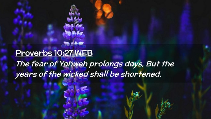 Picture 02 - Proverbs 10:27 WEB Desktop Wallpaper - The fear of Yahweh prolongs days, But the years - Desktop Bible Verse Wallpaper