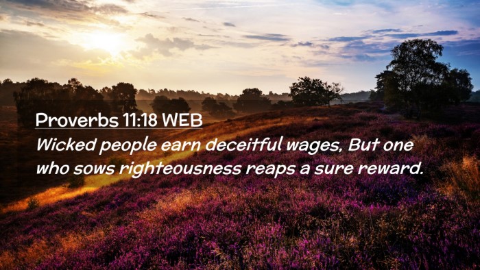 Picture 02 - Proverbs 11:18 WEB Desktop Wallpaper - Wicked people earn deceitful wages, But one who - Desktop Bible Verse Wallpaper