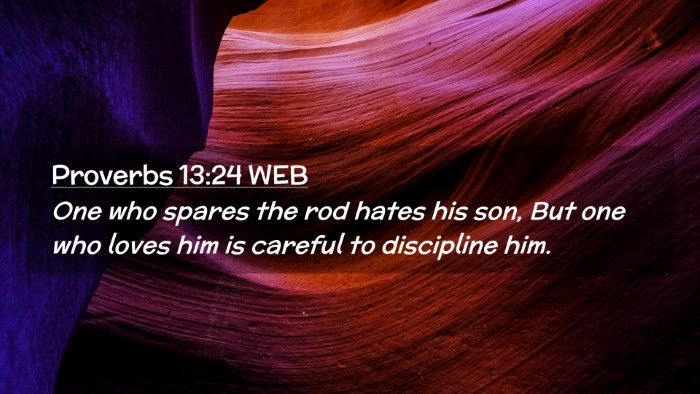 Picture 02 - Proverbs 13:24 WEB Desktop Wallpaper - One who spares the rod hates his son, But one who - Desktop Bible Verse Wallpaper