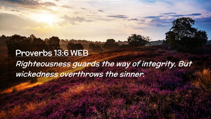 Picture 02 - Proverbs 13:6 WEB Desktop Wallpaper - Righteousness guards the way of integrity, But - Desktop Bible Verse Wallpaper