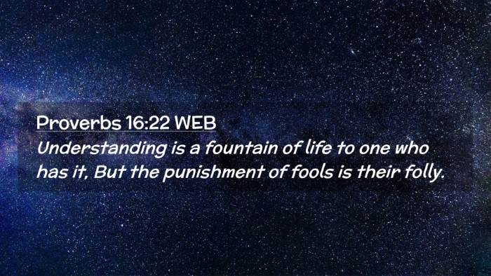 Picture 02 - Proverbs 16:22 WEB Desktop Wallpaper - Understanding is a fountain of life to one who - Desktop Bible Verse Wallpaper