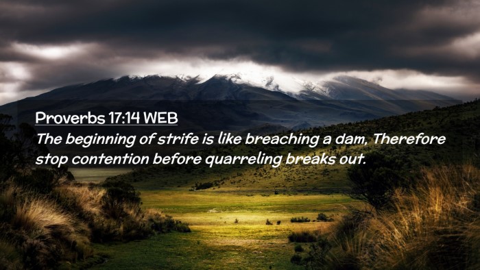 Picture 02 - Proverbs 17:14 WEB Desktop Wallpaper - The beginning of strife is like breaching a dam, - Desktop Bible Verse Wallpaper