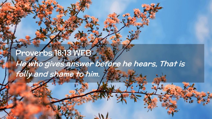 Picture 02 - Proverbs 18:13 WEB Desktop Wallpaper - He who gives answer before he hears, That is - Desktop Bible Verse Wallpaper