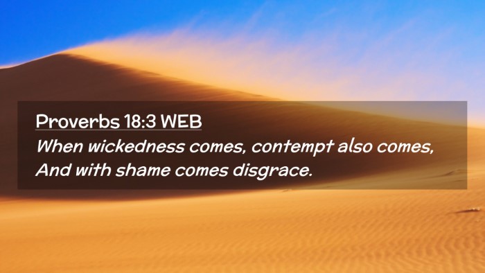 Picture 02 - Proverbs 18:3 WEB Desktop Wallpaper - When wickedness comes, contempt also comes, And - Desktop Bible Verse Wallpaper