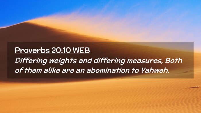 Picture 02 - Proverbs 20:10 WEB Desktop Wallpaper - Differing weights and differing measures, Both of - Desktop Bible Verse Wallpaper