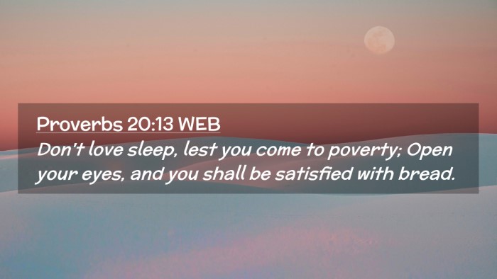 Picture 02 - Proverbs 20:13 WEB Desktop Wallpaper - Don't love sleep, lest you come to poverty; Open - Desktop Bible Verse Wallpaper