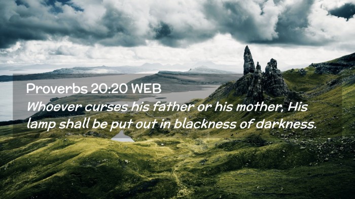 Picture 02 - Proverbs 20:20 WEB Desktop Wallpaper - Whoever curses his father or his mother, His lamp - Desktop Bible Verse Wallpaper