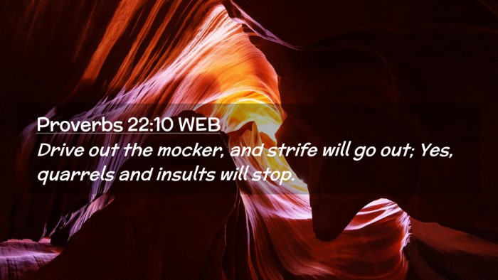Picture 02 - Proverbs 22:10 WEB Desktop Wallpaper - Drive out the mocker, and strife will go out; - Desktop Bible Verse Wallpaper