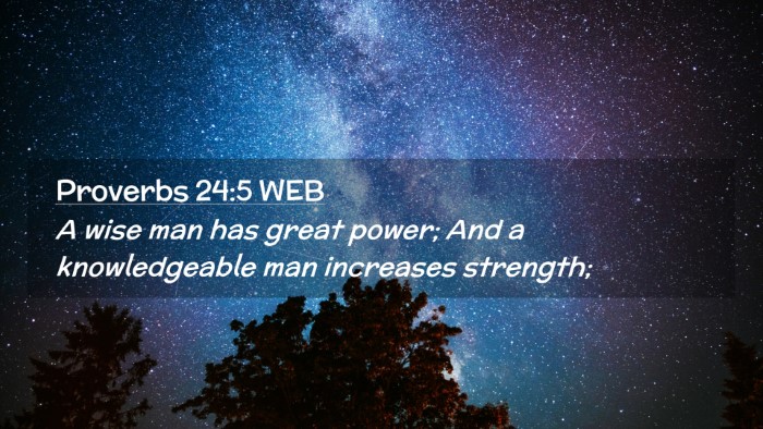 Picture 02 - Proverbs 24:5 WEB Desktop Wallpaper - A wise man has great power; And a knowledgeable - Desktop Bible Verse Wallpaper